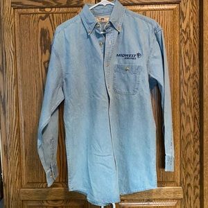 Midwest Airlines long sleeve denim shirt.